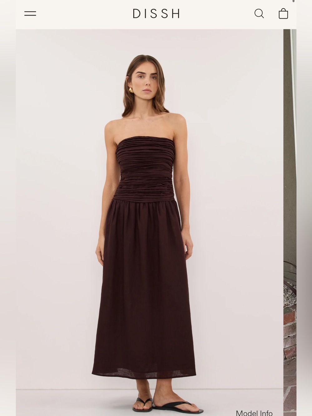 DISSH Aubriella Burnt Choc Linen Midi Dress